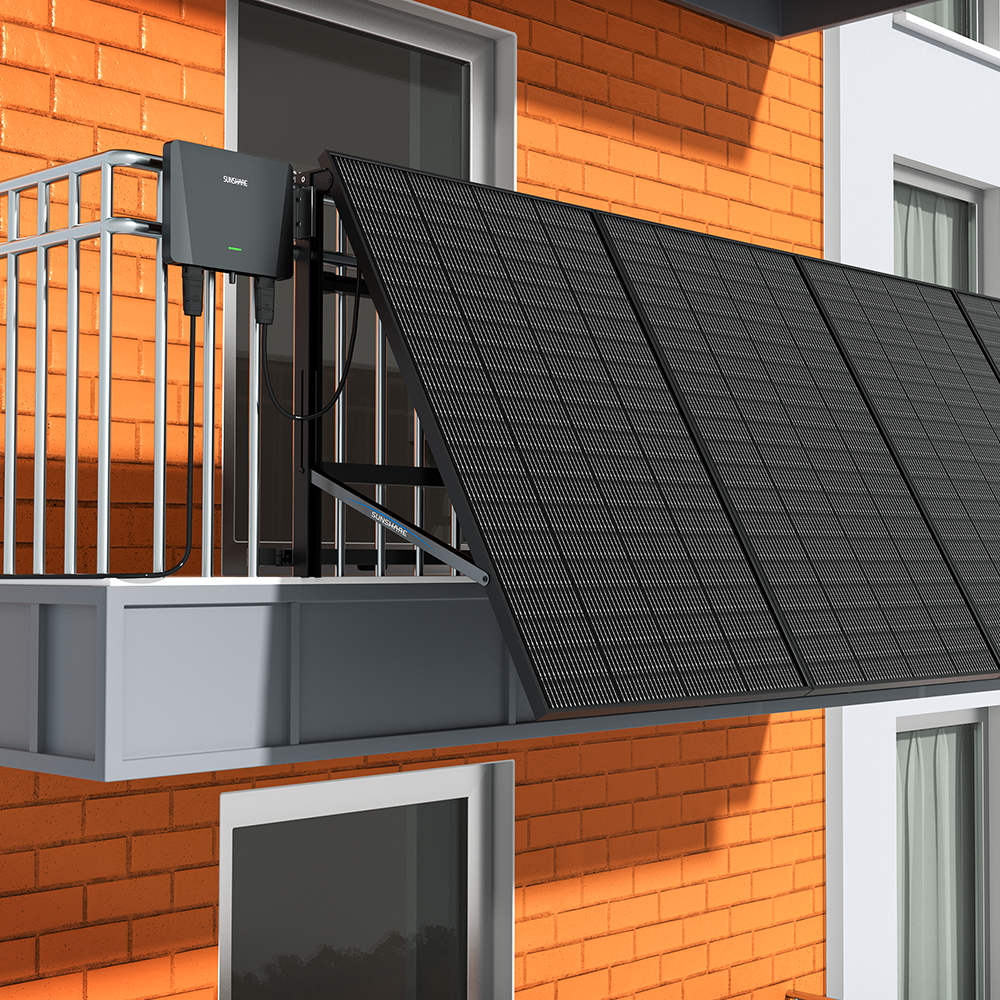 SUNSHARE Geländer Balkonkraftwerk 800W mit 10m AC Kabel & 1200W Solarmodule